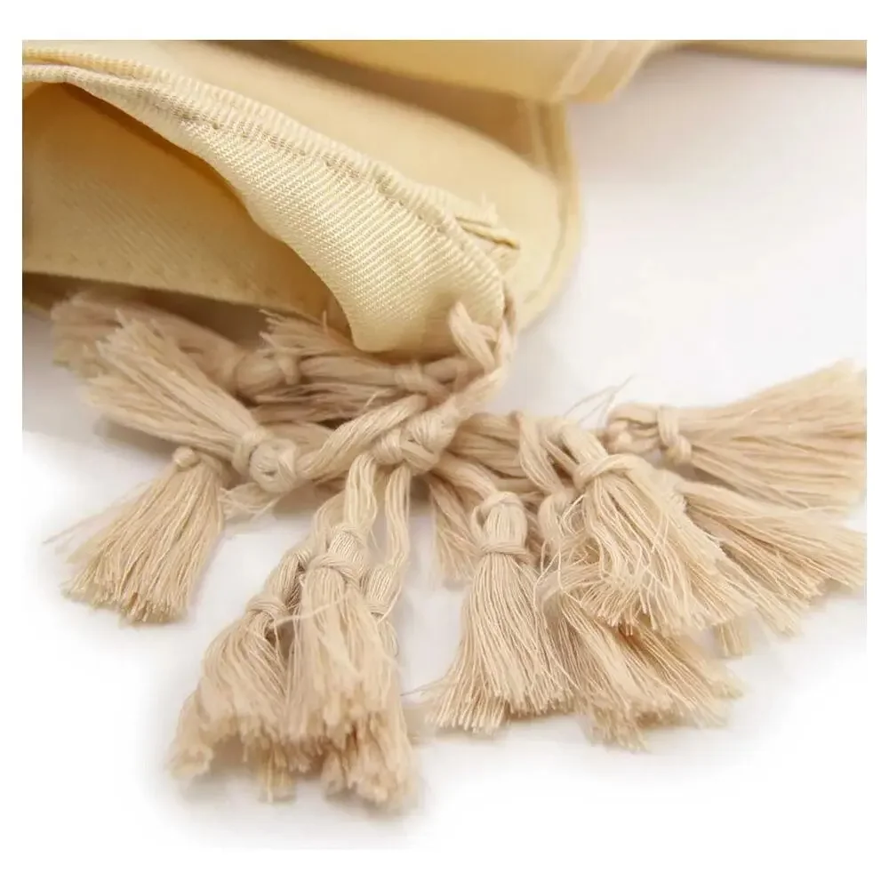 NEW Boho Floral Abstract Design Tasseled Rectangle Soft Chic Scarf L Cream